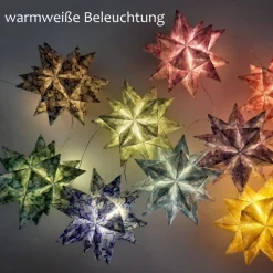 Bascettasterne Stern im Stern – 10 transparente/bunte Deko-Sterne aus Transparentpapier, 7,5cm, individuell wählbar