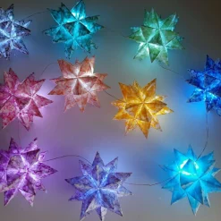 Bascettasterne Stern im Stern – 10 transparente/bunte Deko-Sterne aus Transparentpapier, 7,5cm, individuell wählbar