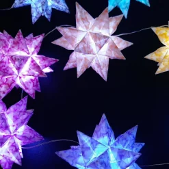 Bascettasterne Stern im Stern – 10 transparente/bunte Deko-Sterne aus Transparentpapier, 7,5cm, individuell wählbar