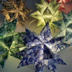 Bascettasterne Stern im Stern – 10 transparente/bunte Deko-Sterne aus Transparentpapier, 7,5cm, individuell wählbar