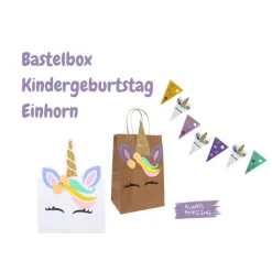 Bastelbox Einhorn | Einladungskarten Einhorn | Einladung Kindergeburtstag | Mitgebseltüten | Girlande Einhorn