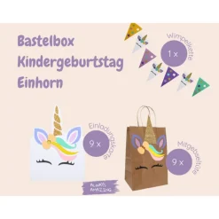 Bastelbox Einhorn | Einladungskarten Einhorn | Einladung Kindergeburtstag | Mitgebseltüten | Girlande Einhorn