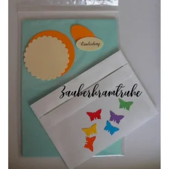 Bastelset Einladung Kommunion Regenbogen Schmetterlinge -  DIY Karten auch für Taufe und Kommunion