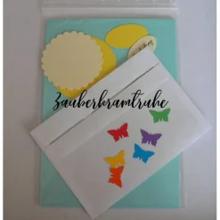 Bastelset Einladung Kommunion Regenbogen Schmetterlinge -  DIY Karten auch für Taufe und Kommunion