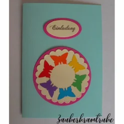 Bastelset Einladung Kommunion Regenbogen Schmetterlinge -  DIY Karten auch für Taufe und Kommunion