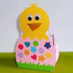 Bastelset: Osterkörbchen mit Küken und Deko zum Fertigbasteln, in 8 Farben