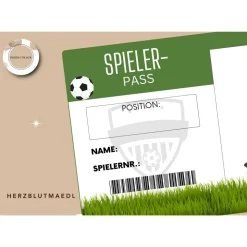 Bastelvorlage Fußball Spielerpass für Kindergeburtstag, Fußballparty, Fußballturniere - Tolles Mitgebsel für große Fußba