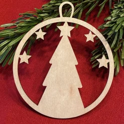 Baum mit Sternen – Geschenkanhänger & Christbaumanhänger aus Holz, lasergeschnitten, Weihnachtsanhänger