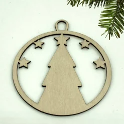 Baum mit Sternen – Geschenkanhänger & Christbaumanhänger aus Holz, lasergeschnitten, Weihnachtsanhänger