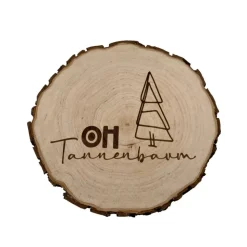 Baumscheibe Holzscheibe Holzbrett 16-19 cm Weihnachten Gravur Holz Baum Rinde braun natur Tannenbaum Christschmuck