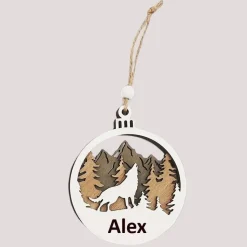 Baumschmuck aus Holz – Personalisierte Kugel mit Name, Weihnachtsdeko für Tannenbaum und als Gesche