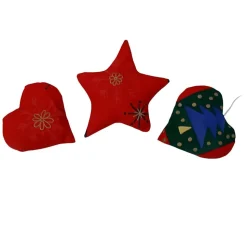 Baumschmuck 3er Set, Herz, Stern, rot