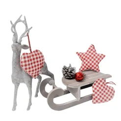 Baumschmuck 3er Set, Stern und Herzen rot kariert