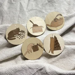 Baumschmuck Katzen - Anhänger aus Echtholz