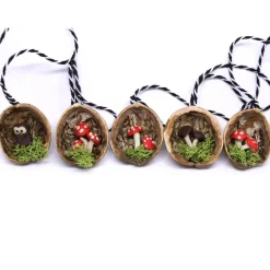 Baumschmuck Walnuss Eule und Fliegenpilz 5 Stück je Set 4.38 EURO/Stück Weihnachtsbaumschmuck handgemacht holz Nussschal