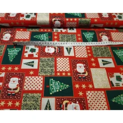 Baumwolldruck "Santa Claus", mit "Gold", 140 cm breit, Meterware, Preis pro 0,5 lfdm