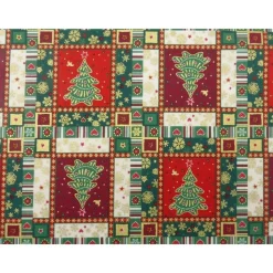 Baumwolldruck "Tannenbäume", mit "Gold", 140 cm breit, Meterware, Preis pro 0,5 lfdm