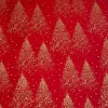 Baumwolle - goldene Weihnachstbäume auf Rot - 50cm