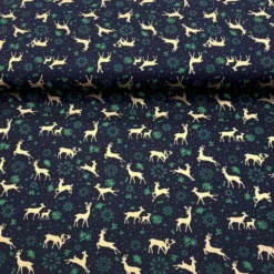 Baumwolle - Rentiere schwarz-gold-grün - Weihnachten - 50cm