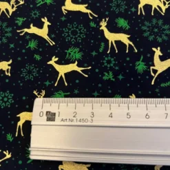 Baumwolle - Rentiere schwarz-gold-grün - Weihnachten - 50cm