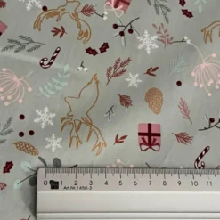 Baumwolle - Weihnachtsmotive auf mint  - 50cm