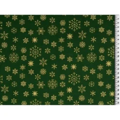 Baumwollgewebe, grün, bedruckt mit "goldenen" Kristallen, 140 cm breit, Meterware, Preis pro 0,5 lfdm