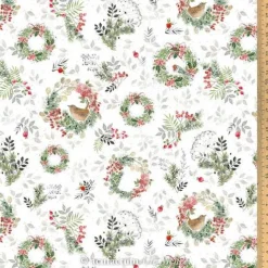 Baumwollstoff Beerenkränze von acufactum by Kerstin Heß – OEKO-TEX –  Weihnachtsmotiv