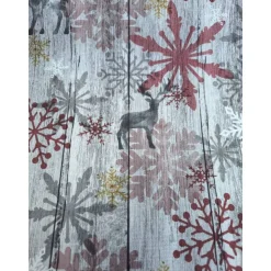 Baumwollstoff mit Hirsch und Schneeflocken, Weihnachtsstoff, Breite 1,40 m, Meterware, natur, bordeaux,  rot, grau, weiß