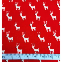 Baumwollstoff mit Rentieren, Weihnachtsstoff, Breite 1,40 m, Meterware