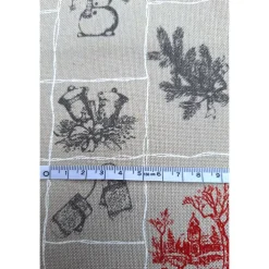 Baumwollstoff mit Weihnachtsmotiven, Weihnachtsstoff, Breite 1,40 m, Meterware, natur rot, grau, weiß
