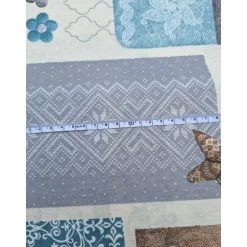 Baumwollstoff mit Weihnachtsmotiven, Weihnachtsstoff, Breite 1,40 m, Meterware, natur,  beige, mint, grau