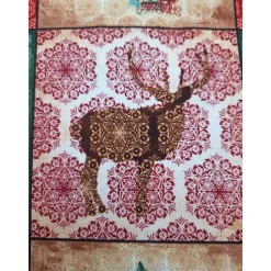 Baumwollstoff mit Weihnachtsmotiven, Weihnachtsstoff, Patchworkstoff, Breite 1,12 m, Meterware, beige, rot, grün