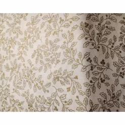 Baumwollstoff natur mit Mistel in Gold,Weihnachtsstoff, Meterware, Winterstoff, Breite 1,40 m, 100% Baumwolle
