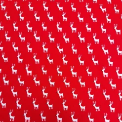 Baumwollstoff, rot, Rentier red nose, natur,Weihnachtsstoff, Meterware, Winterstoff, Breite 1,40 m, 100% Baumwolle