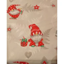 Baumwollstoff, Wichtel, Grau - Rot, Weihnachten, Advent, 160 cm breit