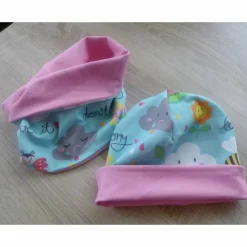 Beanie und Loop im Set / für Jungs und Mädchen / beidseitig tragbar / Kopfumfang 45 - 52 cm