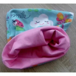 Beanie und Loop im Set / für Jungs und Mädchen / beidseitig tragbar / Kopfumfang 45 - 52 cm