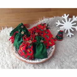 Befüllbarer Adventskalender rot grün Katzenmotiv