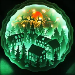 Beleuchteter Bilderrahm mit Weihnachtsmotiv und Farbwechsel.