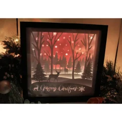 Beleuchteter Bilderrahm mit Weihnachtsmotiv und Farbwechsel.