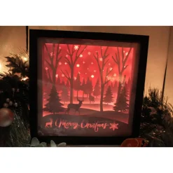 Beleuchteter Bilderrahm mit Weihnachtsmotiv und Farbwechsel.