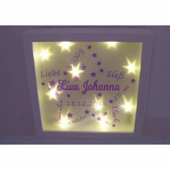 Beleuchteter Bilderrahmen zur Geburt