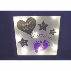 Beleuchteter Bilderrahmen zur Geburt