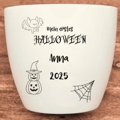 Besonderes Geschenk - Blumentopf graviert - Erstes Halloween