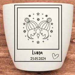 Besonderes Geschenk - Blumentopf graviert - Sternzeichen Zwillinge