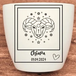 Besonderes Geschenk - Blumentopf graviert - Sternzeichen Widder