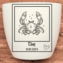 Besonderes Geschenk - Blumentopf graviert - Sternzeichen Krebs