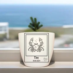 Besonderes Geschenk - Blumentopf graviert - Sternzeichen Krebs