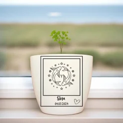 Besonderes Geschenk - Blumentopf graviert - Sternzeichen Fische