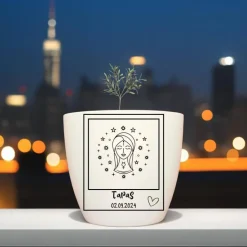 Besonderes Geschenk - Blumentopf graviert - Sternzeichen Jungfrau